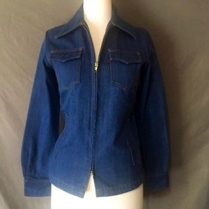 1970s Levis Fitted Denim Zip Up Jacket